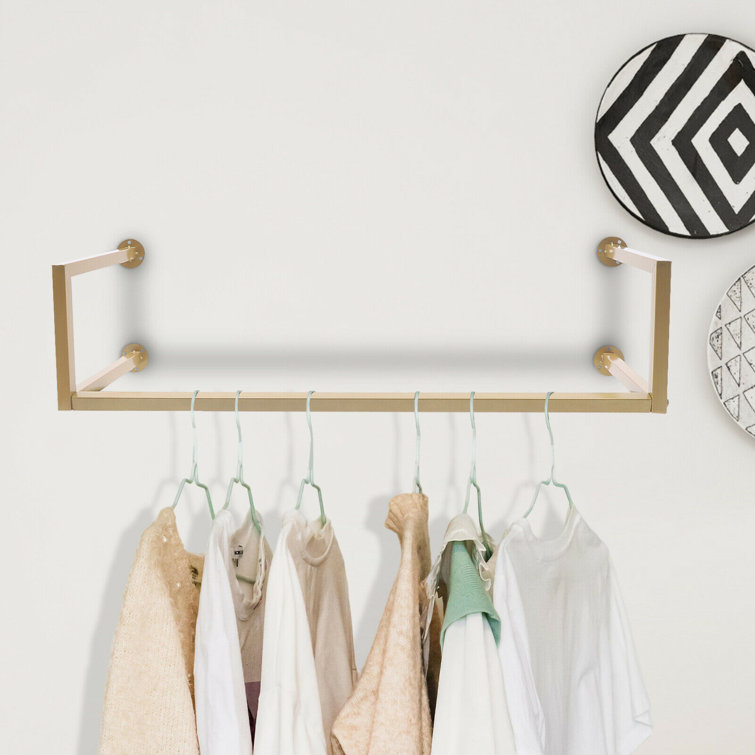 Wall clothes best sale rail with shelf